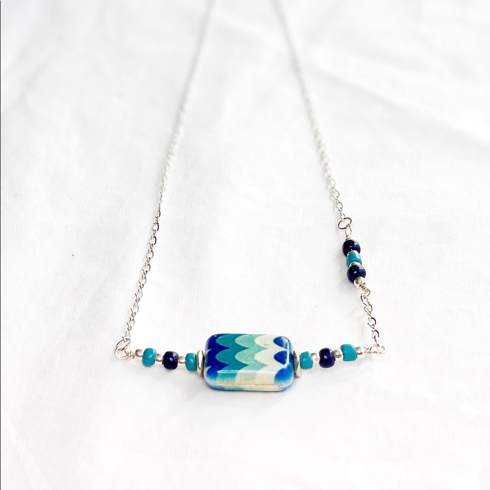 Ocean Waves Natural Stone Pendant - Picture 3 of 7